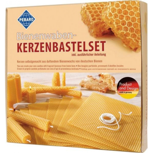 PEBARO WACHS-SET 1 - Bienenwaben-Kerzenbastelset, Naturprodukt, Bienenwachs-Kerzen