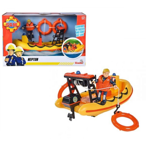 Simba 109252571 - Feuerwehrmann Sam, Neptune Boot mit Figur, Spielset