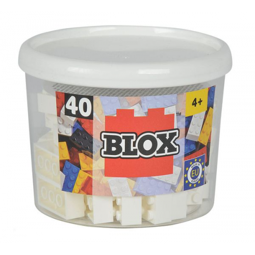 Simba 104118890 - Blox Steine in Dose, Konstruktionsspielzeug, 40, weiß