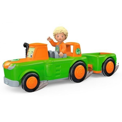 SIKU 0147 - Toddys Frank Farmy, Traktor, Spielzeugauto mit Rückziehmotor und Spielfigur, grün/orange