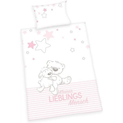 Herding 2485918063 - Baby Best Bettwäsche-Set, Cotton, Rosa, 40 x 60 cm, 100 x 135 cm