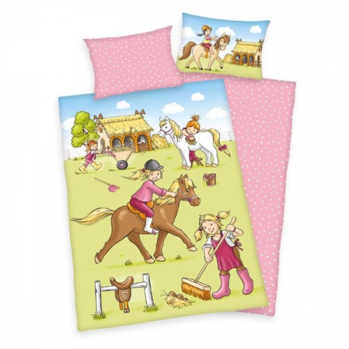 Herding 2485923063 - Baby Best Ponyhof, Bettwäsche Set, Bio Cotton, Mehrfarbig, 40 x 60 cm, 100 x 135 cm