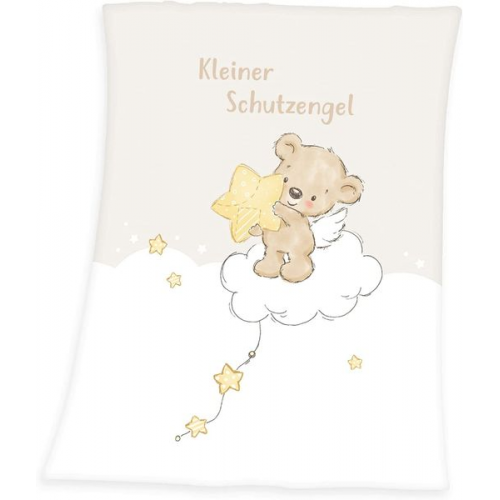 Herding 1440232014 - babybest®, Babydecke, Kleiner Schutzengel, Microfaser, weiss/beige, 75x100 cm