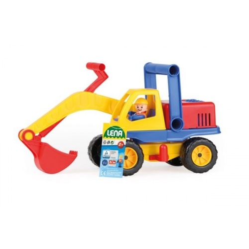 LENA® 04351EC - Aktive, Bagger mit Spielfigur, mehrfarbig, L/B/H 35x14x19 cm