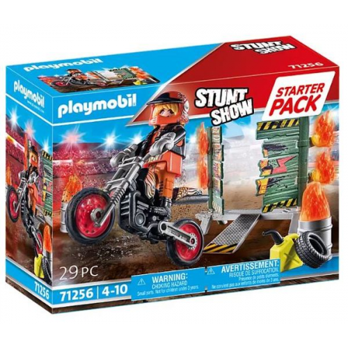 PLAYMOBIL® Stuntshow 71256 Starter Pack Stuntshow Motorrad mit Feuerwand