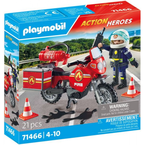 PLAYMOBIL 71466 - Action Heroes - Feuerwehrmotorrad am Unfallort