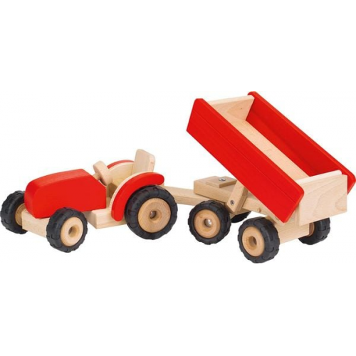 Goki 55942 - Traktor rot mit Anhänger