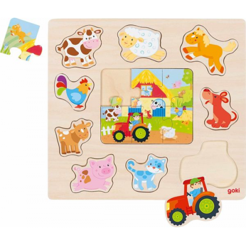 Goki 57371 - Einlegepuzzle Bauernhoftiere