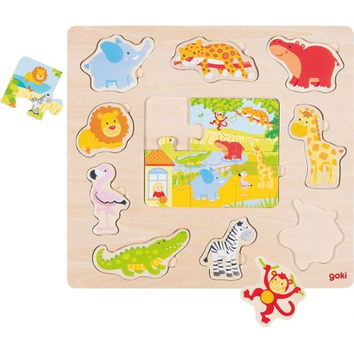 Goki 57374 - Einlegepuzzle Zootiere