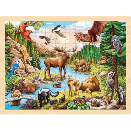 Goki 57409 - Einlegepuzzle Nordamerikanische Wildnis