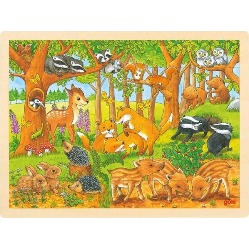 Goki 57734 - Einlegepuzzle Tierkinder im Wald