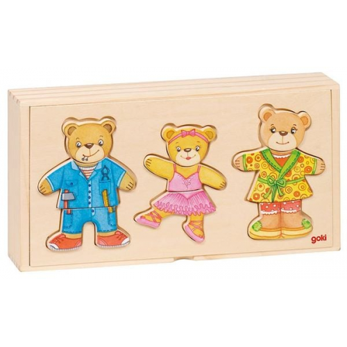 Goki 57811 - Anziehpuppenpuzzle Bärenfamilie, goki basic.