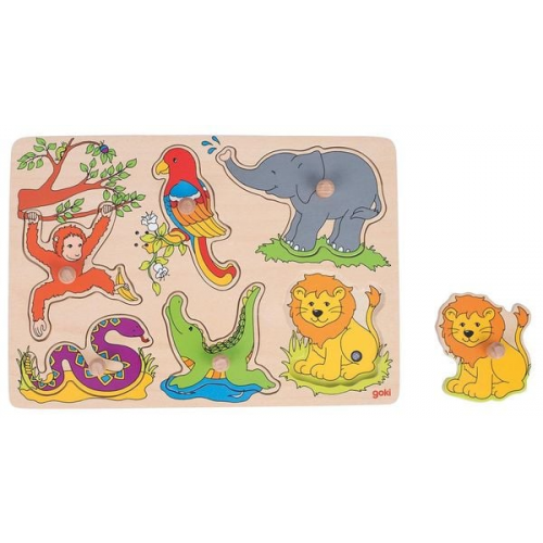 Goki 57862 - Soundpuzzle Zootiere, mit Tierstimmen