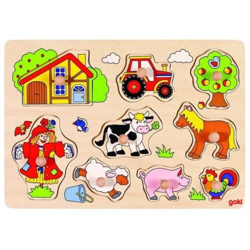 Goki 57995 - Steckpuzzle Bauernhof VI