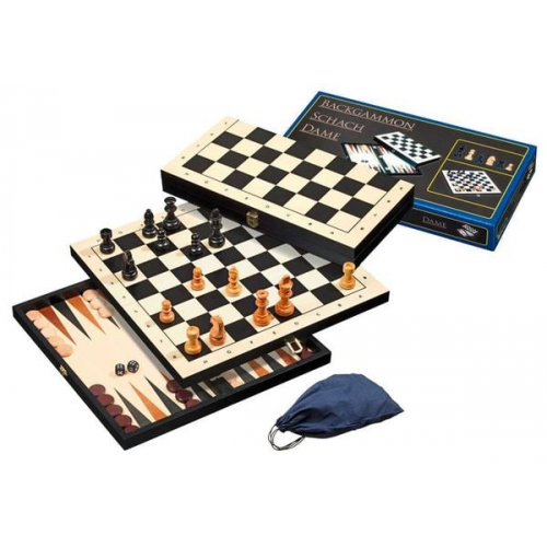 Philos 2514 - Schach Backgammon Dame Set, Feld 44 mm