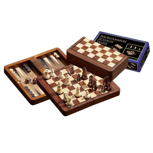 Philos 2517 - Schach Backgammon Dame Set, Reise, Feld 18 mm, magnetisch