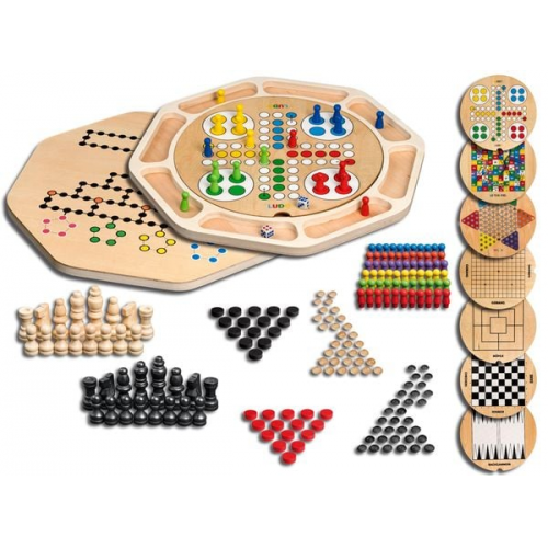 Philos 3096 - Holz Spielesammlung mit 9 Spieleklassiker