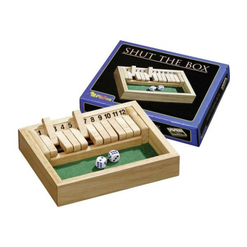 Philos 3184 - Shut The Box, 12er, klein, Holz, Reisespiel, Würfelspiel