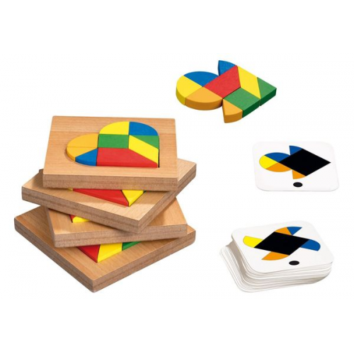 Philos 3525 - Speed Tangram Herz für 2 - 4 Personen, 4 Sets mit 9 Puzzleteile