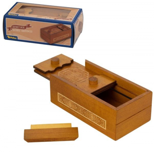 Philos 5535 - Secret Box Double Happiness, Holzbox mit Geheimfach, 15x8x6cm, Knobelspiel, Schwierigkeitsgrad: mittelschwer