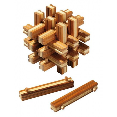 Philos 6059 - Lock Up Puzzle, Bambus Knobelspiel, 18-teilig