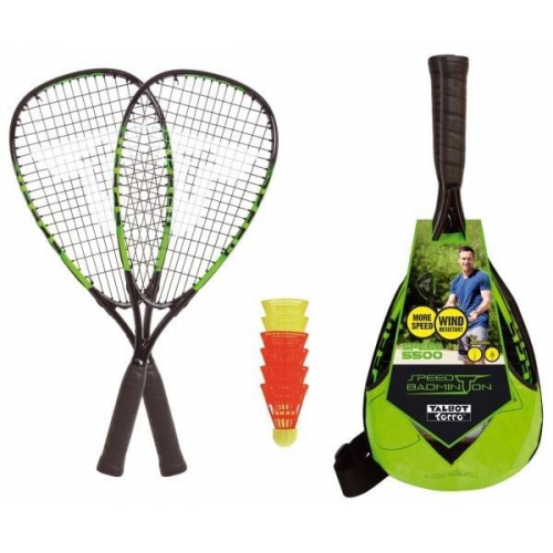 Talbot Torro 490115 - Speed-Badminton-Set SPEED 5500, 2 Alu-Rackets, 6 Bälle, 3/4 Tasche, schwarz-grün