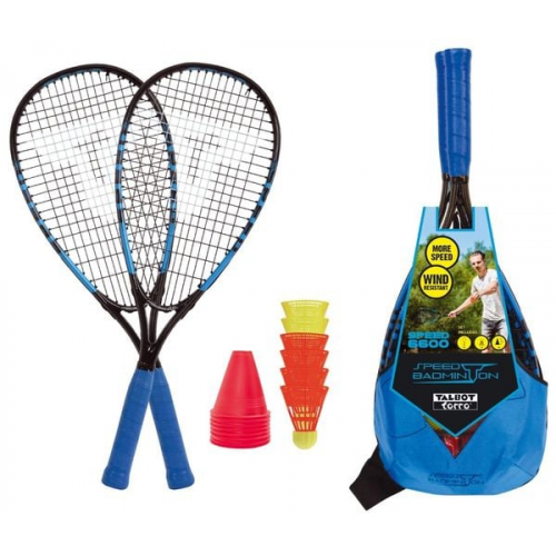 MTS 490116 - Speed-Badminton Set SPEED 6600 im Slingbag, 2 Alu-Rackets, 6 Bälle, black/blue