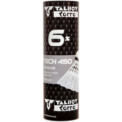 Talbot-Torro - Badmintonball Tech 450, Premium Nylonfederball, 6er Dose, Korb:weiß rot, fast