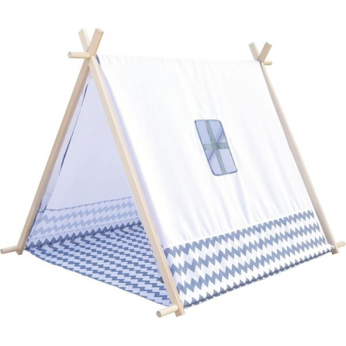 Bino 82825 - Spielzelt für drinnen & draußen, Maße: 120x150x120cm, weiss-blau, Kinderzelt