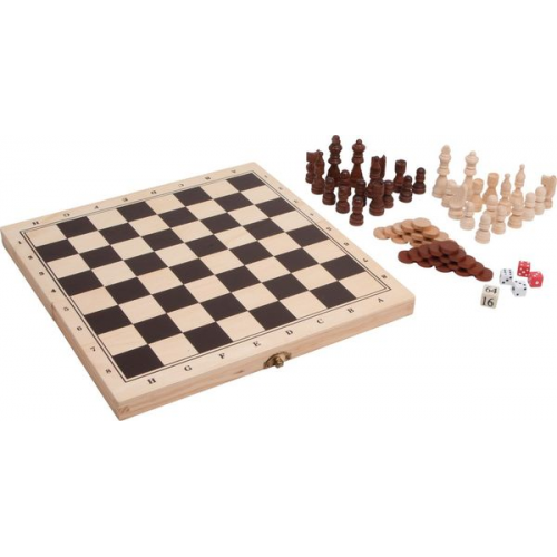 Small foot 3453 - Spieleklassiker 3in1 im Holzkoffer (Schach/Dame/Backgammon), Holz