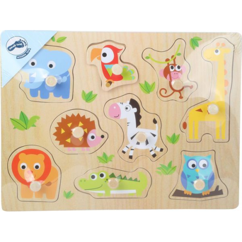 Small foot 4763 - Setzpuzzle Zootiere, Greifpuzzle, Holz, 9 Puzzleteile