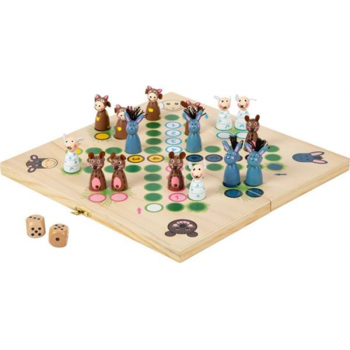 Small foot 6257 - Ludo Farmtiere, Würfelspiel, Holz, 29 cm