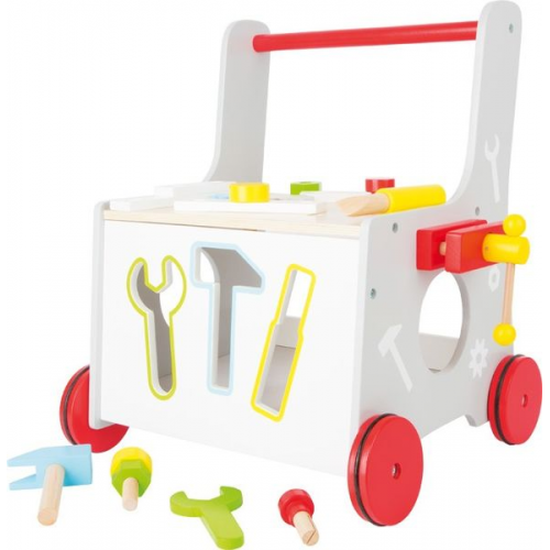 Small foot 10614 - Lauflernwagen Werkzeug, 2in1, Kinder-Werkbank, Holz, play & learn,  Höhe: 44 cm