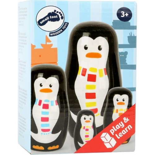 Small foot 10619 - Matrjoschka Pinguin-Familie, 4-teilig, Holz, 10cm