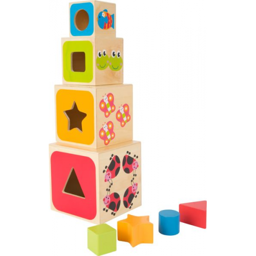 Small foot 10627 - Stapelwürfel ABC 3in1, Holz, 8-teilig, play&learn