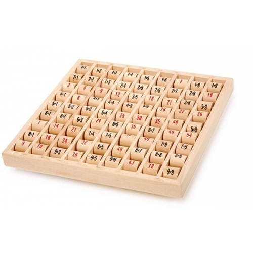 Small foot 11059 - Multiplizier Tabelle aus Holz, Lernspiel zum Erlernen des kleinen 1x1 in der Grundschule, Rechenbrett mit Selbstkontrolle