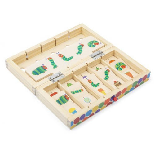 Small foot 11342 - Bildsortierbox Raupe Nimmersatt aus Holz, Sortier- und Koordinationsspiel,