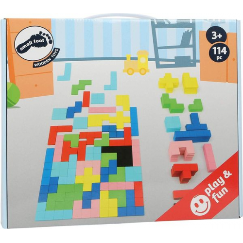 Small foot 11403 - Holzpuzzle 114-teiliges Spielset, Lernspiel mit allgemeinen geometrischen Mustern