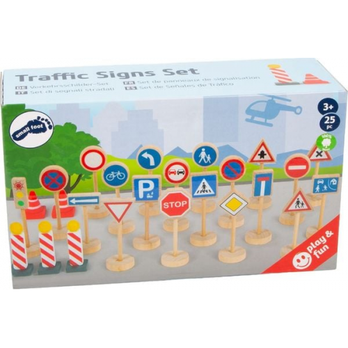 Small foot 11736 - Verkehrsschilder-Set, Holz, 25-teilig