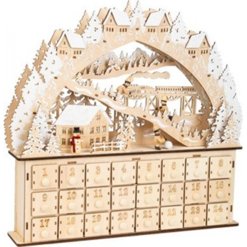 Small foot 11789 - Adventskalender Skivergnügen, Holz, Weihnachtsbogen, Höhe 41cm