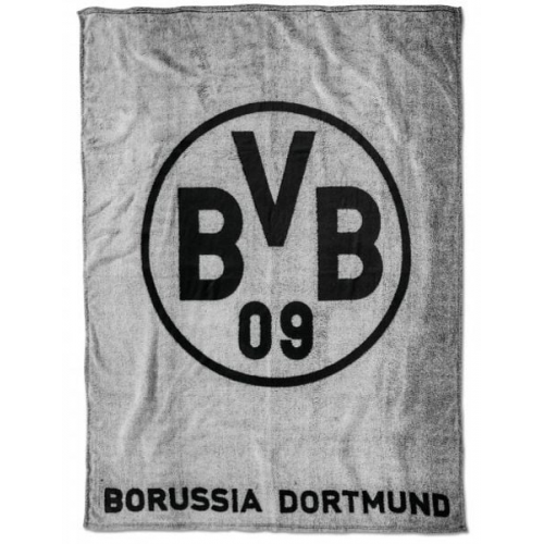 BVB 17820300 - BVB-Fleecedecke, Borussia Dortmund, grau, 150x200cm