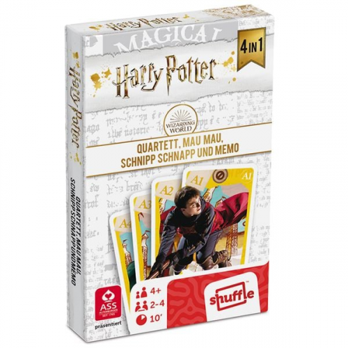 ASS 22584064 - Harry Potter, 4 in 1 Kartenspiel (Quartett/Mau Mau/Schnipp Schnapp/Memo)