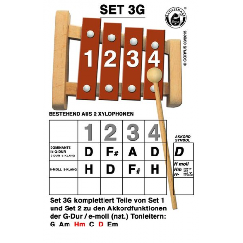 Corvus A600284 - Rattlesnake, Akkord-Glockenspiel Set 3G, Xylophon