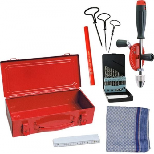 Corvus A600332 - Werkzeug Set Metall Box, rot, Werkzeugkoffer