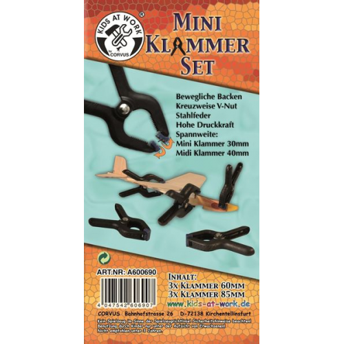 Corvus A600690 - Kids-at-Work, Mini-Klammer-Set, 2x3 Stück