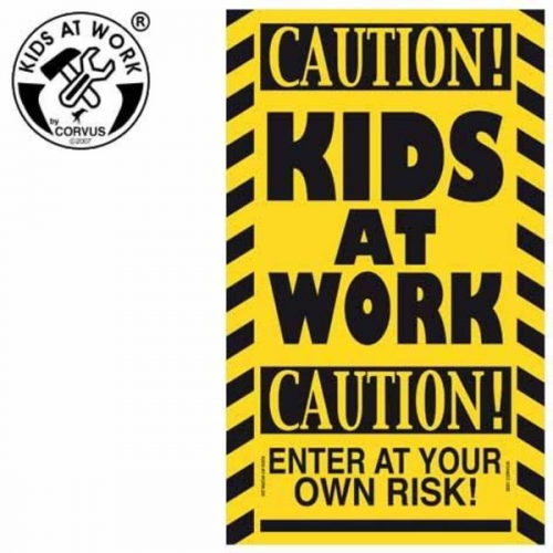 Corvus A750414 - Kids-at-Work, Schild Caution! Kids at Work, Baustellen-Schild, XXL-Format, Kunststoff, 41x24,5cm