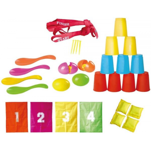 Knorrtoys 56000 - Party Set FUN, 32teilig, Sackhüpfen, Eierlaufen, Dosenwerfen