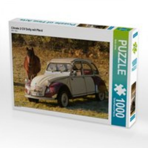 CALVENDO Puzzle Citroën 2 CV Dolly mit Pferd 1000 Teile Lege-Größe 64 x 48 cm Foto-Puzzle Bild von Meike Bölts