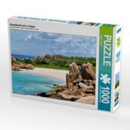 CALVENDO Puzzle Strandbucht auf La Digue 1000 Teile Lege-Größe 64 x 48 cm Foto-Puzzle Bild von Jürgen Feuerer