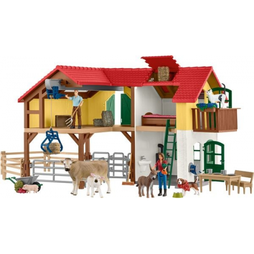 Schleich 42407 - Farm World, Bauernhaus mit Stall und Tieren